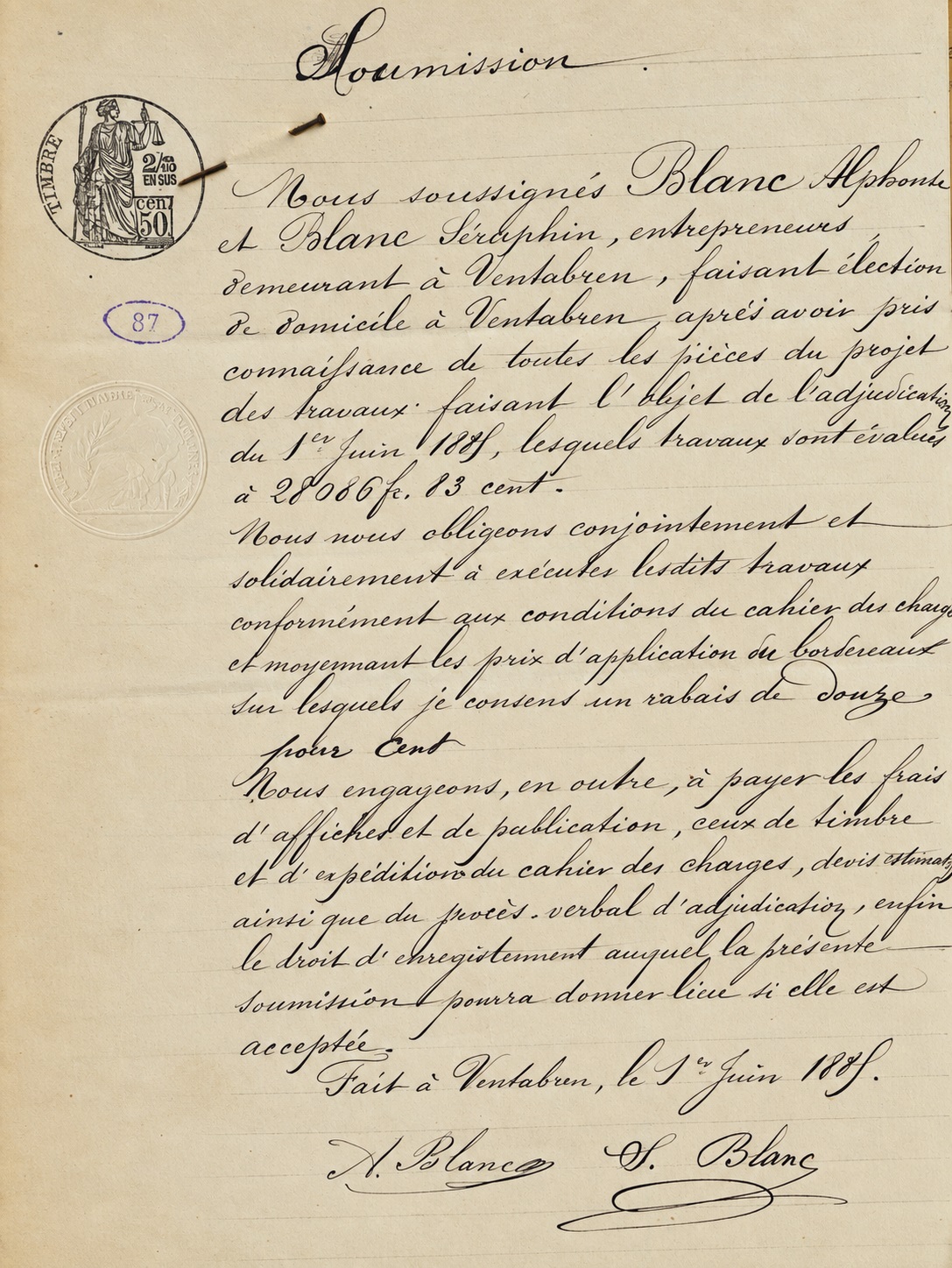 Alphonse et Séraphin Blanc entrepreneurs
