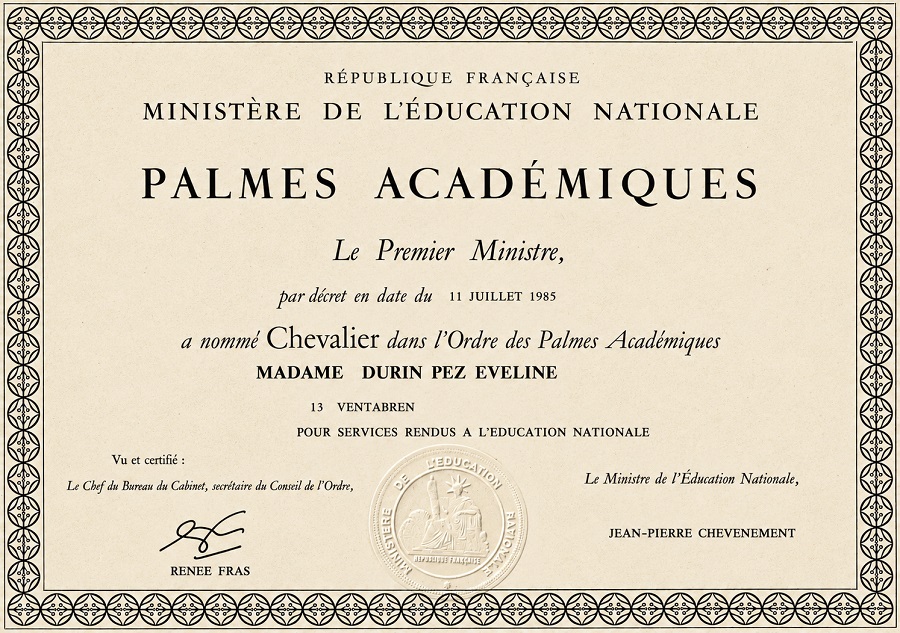 Diplôme des palmes académiques