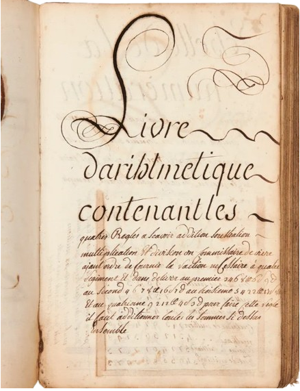 Couverture — Livre d'arithmétique manuscrit