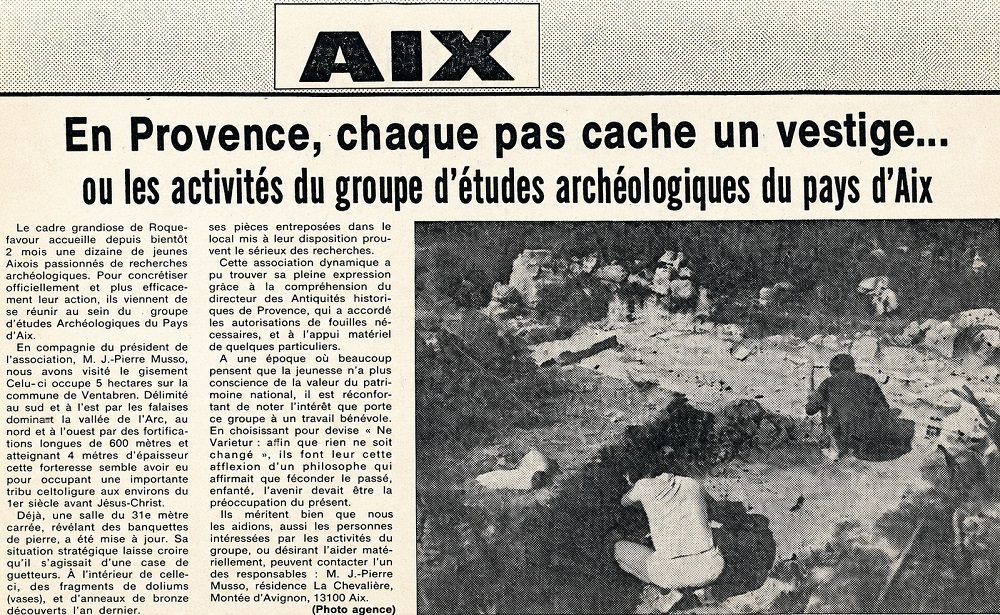 Activités du groupe archéologique d'Aix