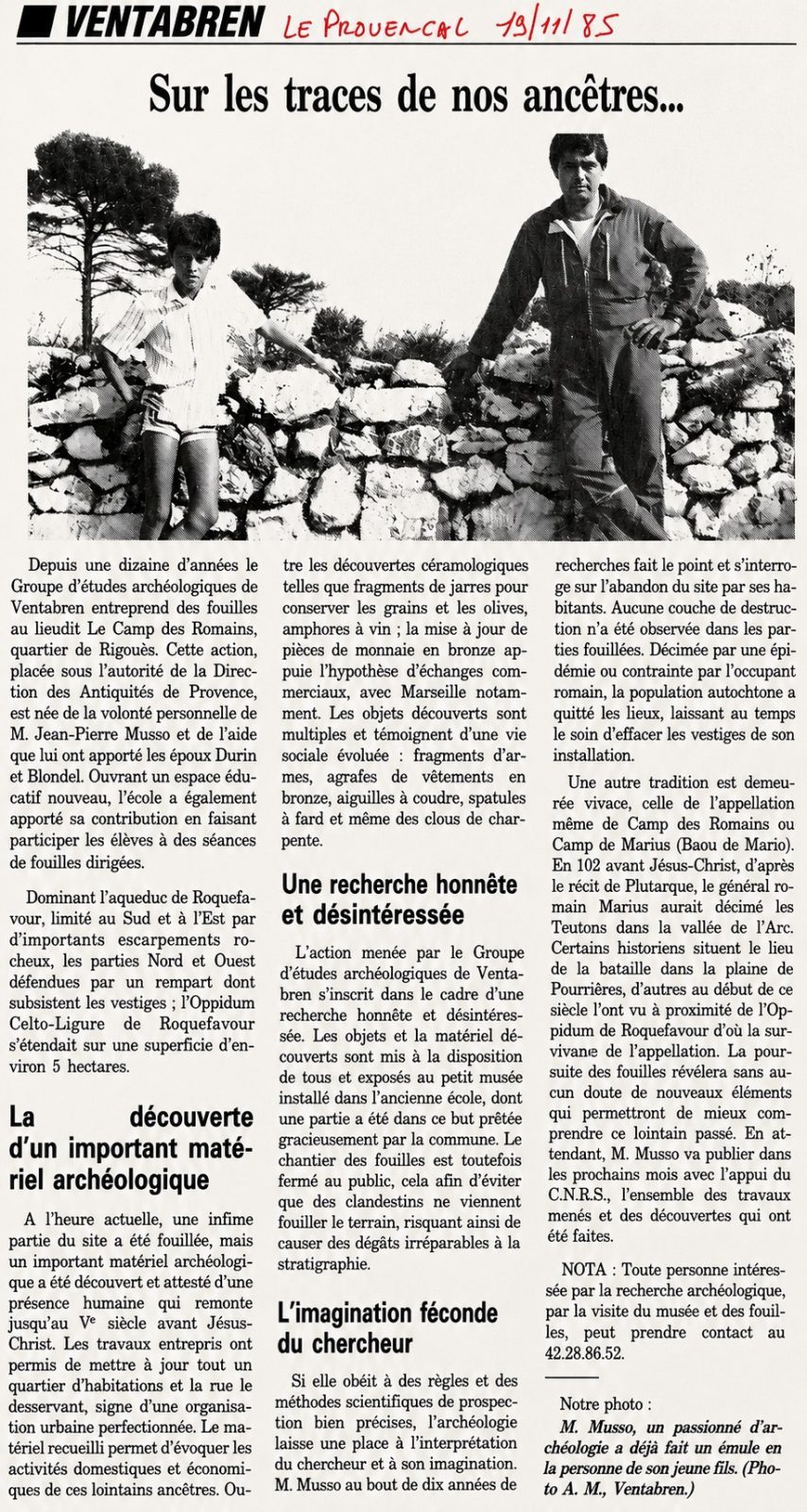 Les fouilles de Jean-Pierre Musso